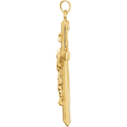 Solid Gold Crucifix Pendant with Curb Chain — 14K Yellow Gold Jesus Cross Necklace for Men